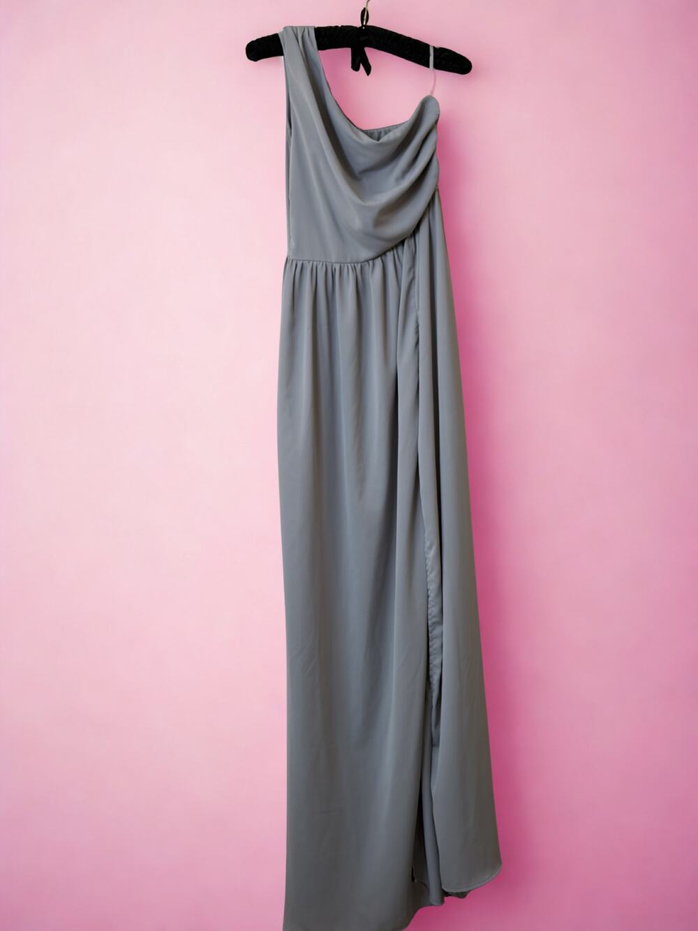 Grey Formal Prom Dress Size S Maxi Off the Shoulder